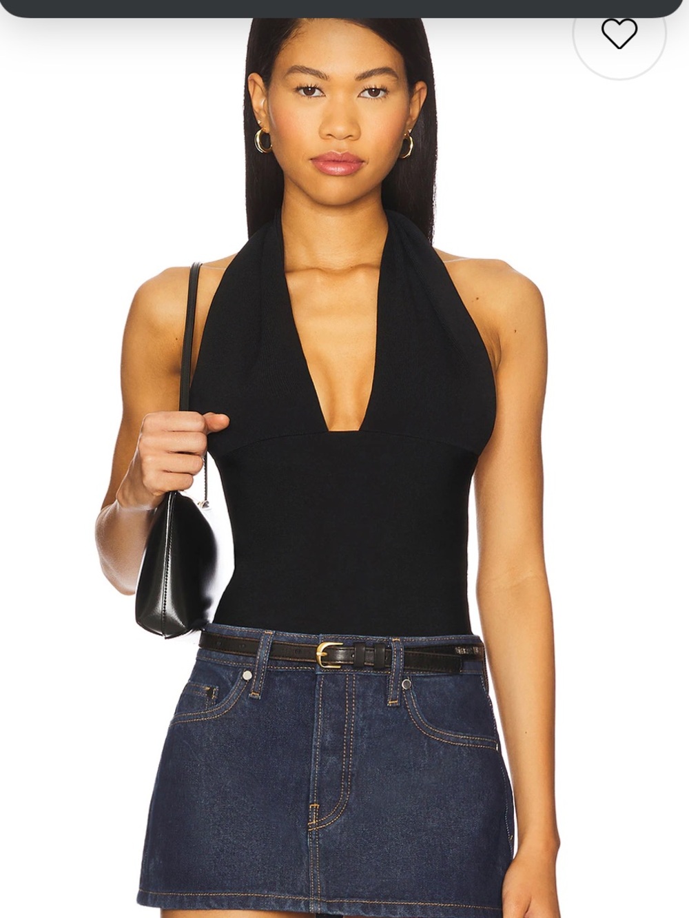 WeWoreWhat Black Halter V-Neck Top